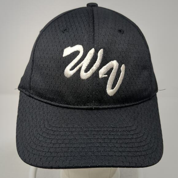 WV Logo Strapback Baseball Cap Black OS Adjustable Embroidered Port Authority - Picture 2 of 9